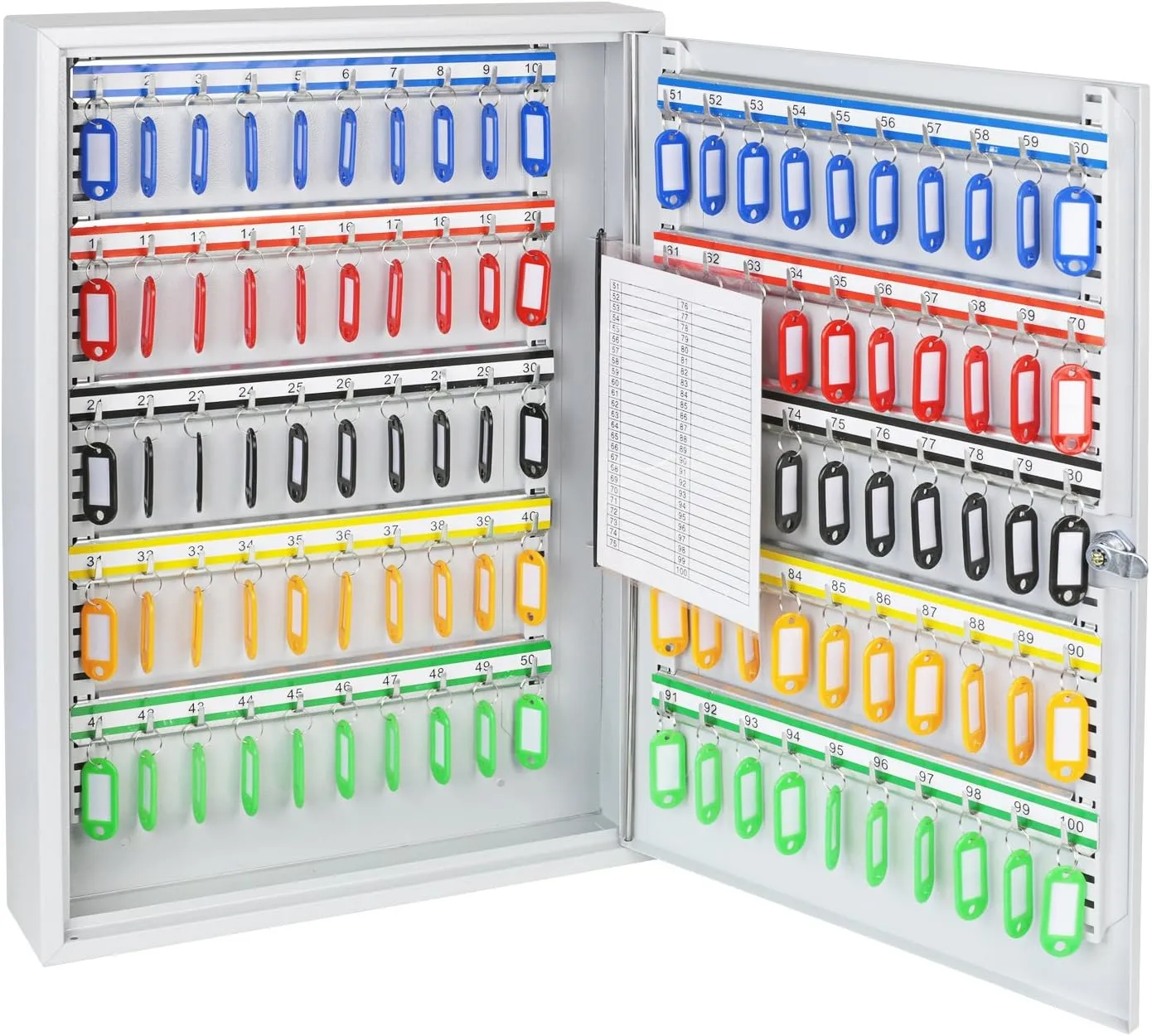 Bild von HMF Schlüsselschrank 135100-07 mit 100 verstellbaren Haken in lichtgrau, Maße 55 x 38 x 8 cm