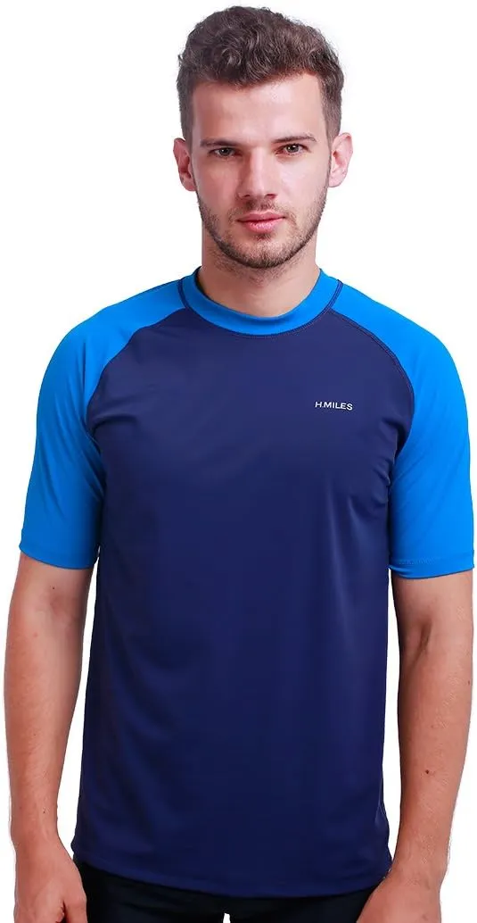 Bild von H.MILES Herren Rash Vest Kurzarm in Schwarz für Schnorcheln, Schwimmen und Surfen mit UV Schutz
