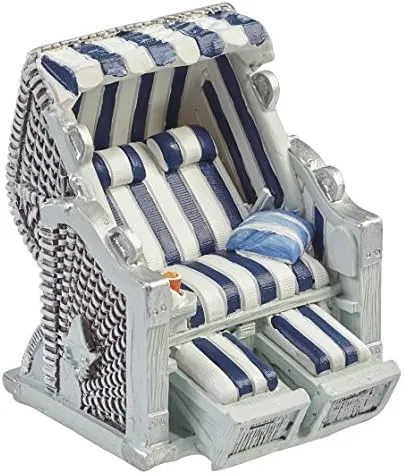 Bild von Hobbyfun Mini Strandkorb in Blau und Weiß, 7 cm, als Deko für Urlaub und Ferien