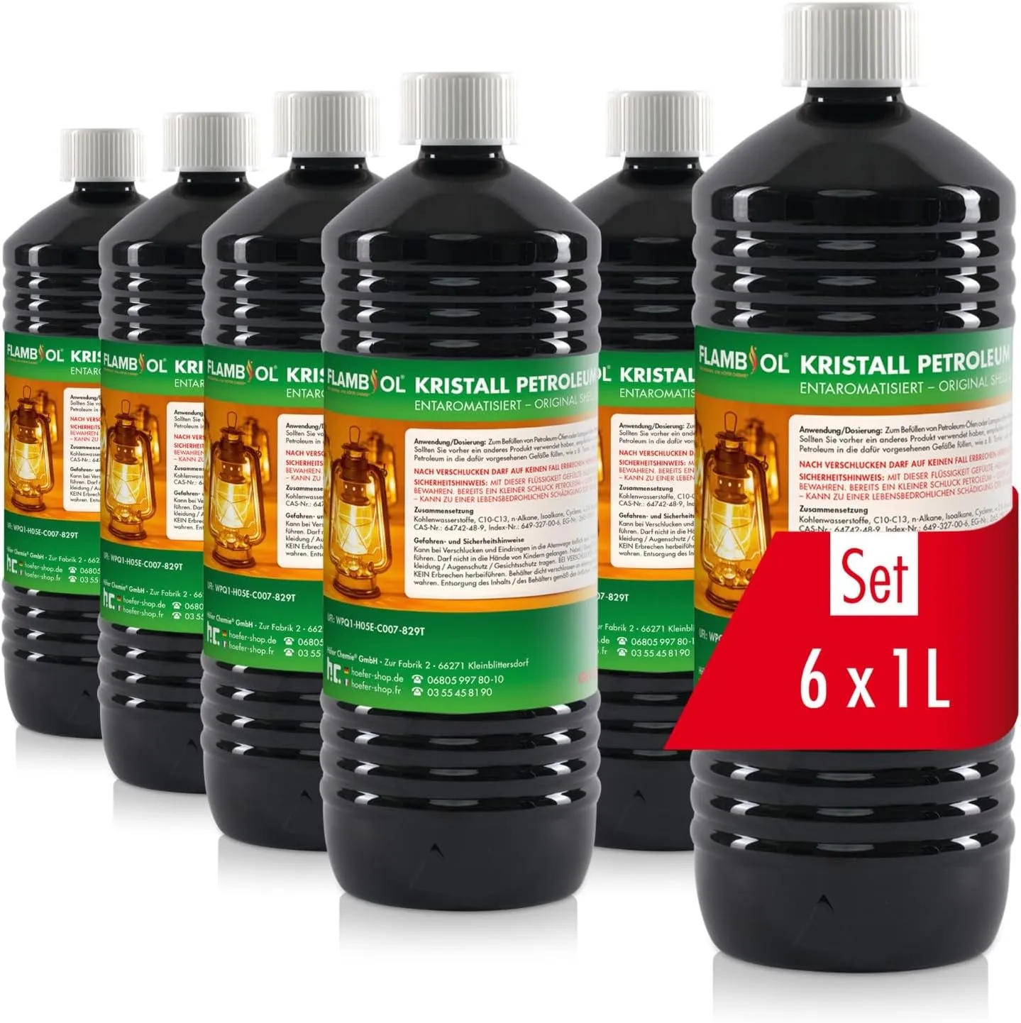 Bild von Höfer Chemie Flambiol Gereinigtes Petroleum 6 x 1 Liter für Campingheizung und Grillanzünder