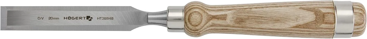 Bild von Högert Technik Holzflachmeißel 20 mm mit Holzgriff und 14 cm Länge für die Holzbearbeitung