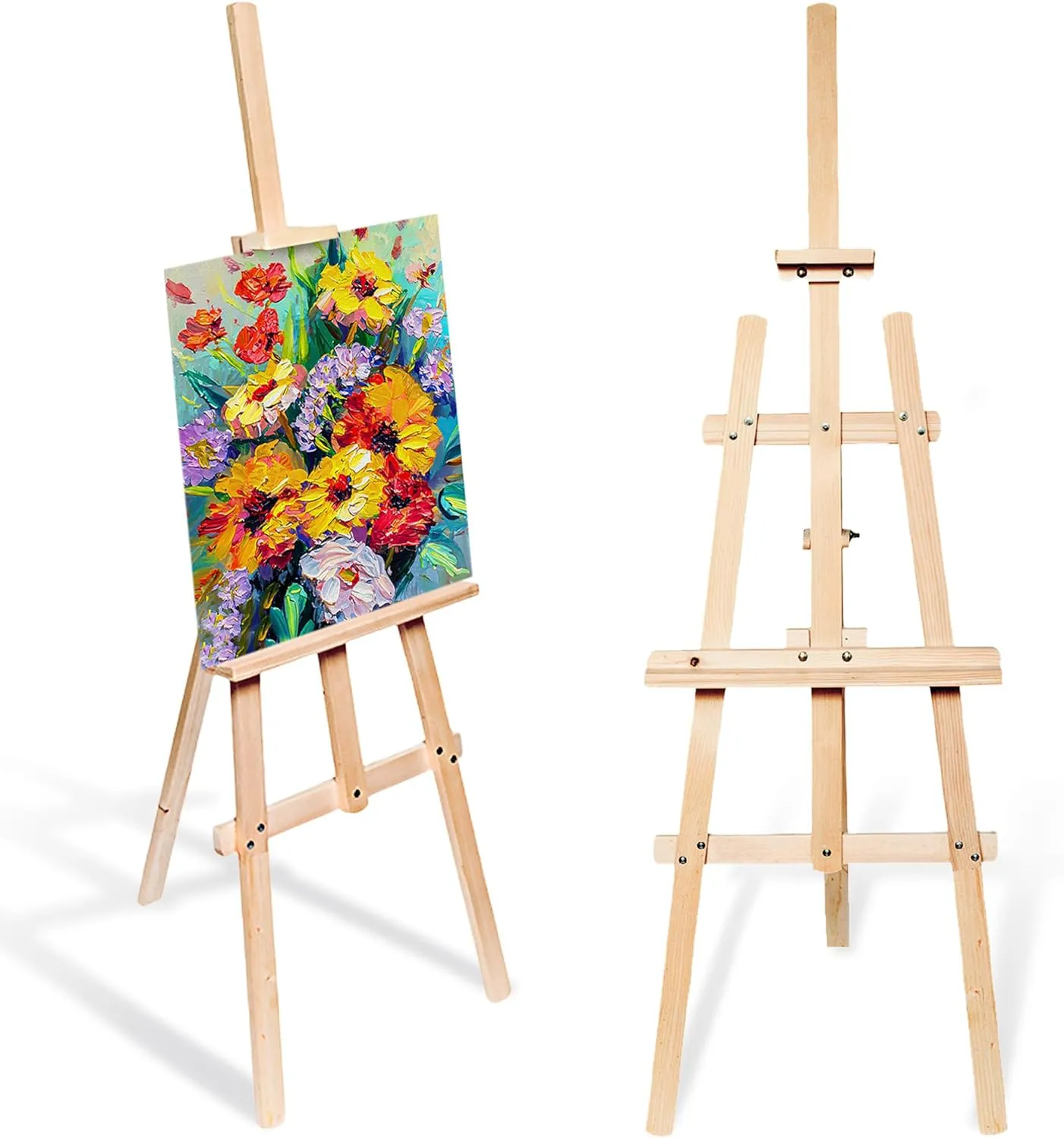 Bild von Höhenverstellbare Holzstaffelei 175 cm aus Kiefernholz für Kinder und Erwachsene