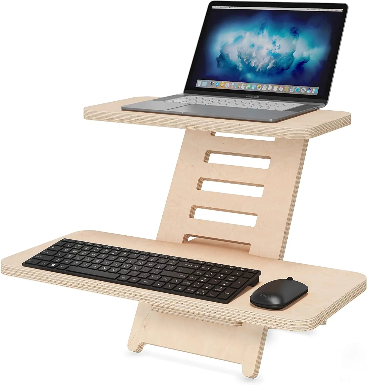 Bild von Höhenverstellbarer Stehschreibtisch Aufsatz aus Holz für Laptop