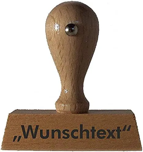 Bild von Holzstempel mit individueller einzeiliger Textplatte von 6 cm, online gestaltbar