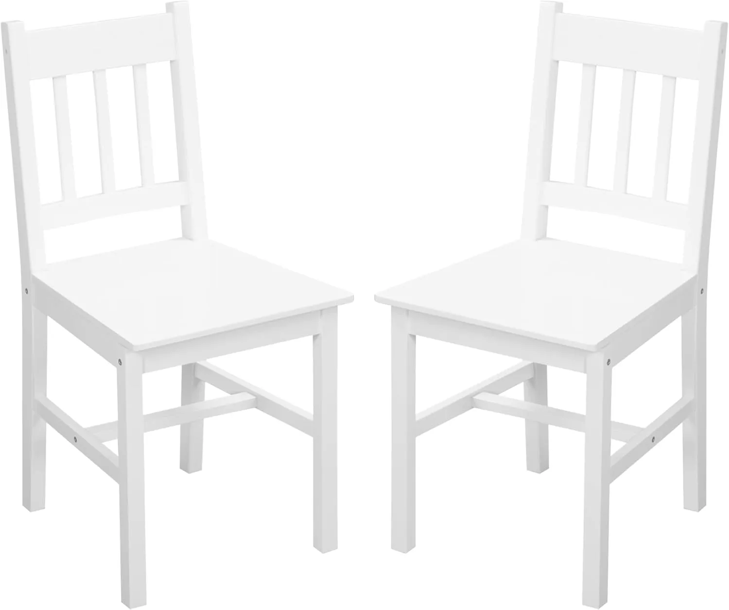 Bild von HOMCOM 2er Set Esszimmerstühle aus Kiefernholz in Weiß, Maße 41 x 46,5 x 85,5 cm