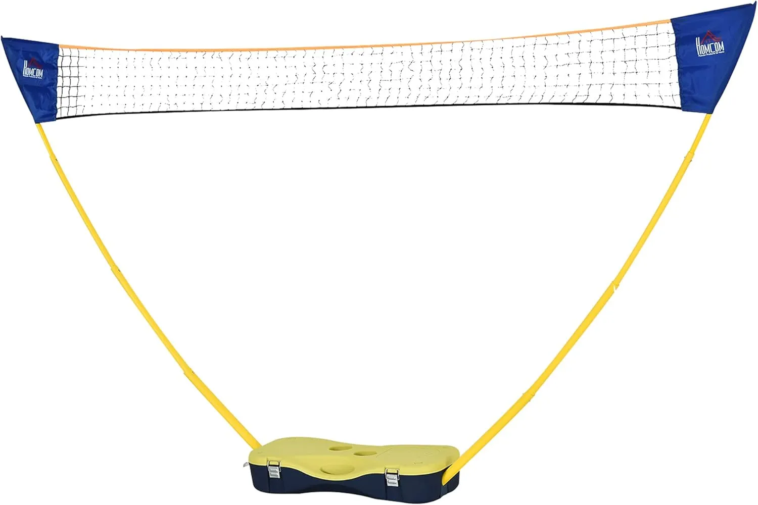 Bild von HOMCOM Badminton Set mit tragbarem Netzständer und 4 Schlägern in Gelb und Blau, Maße 286 x 33 x 157 cm
