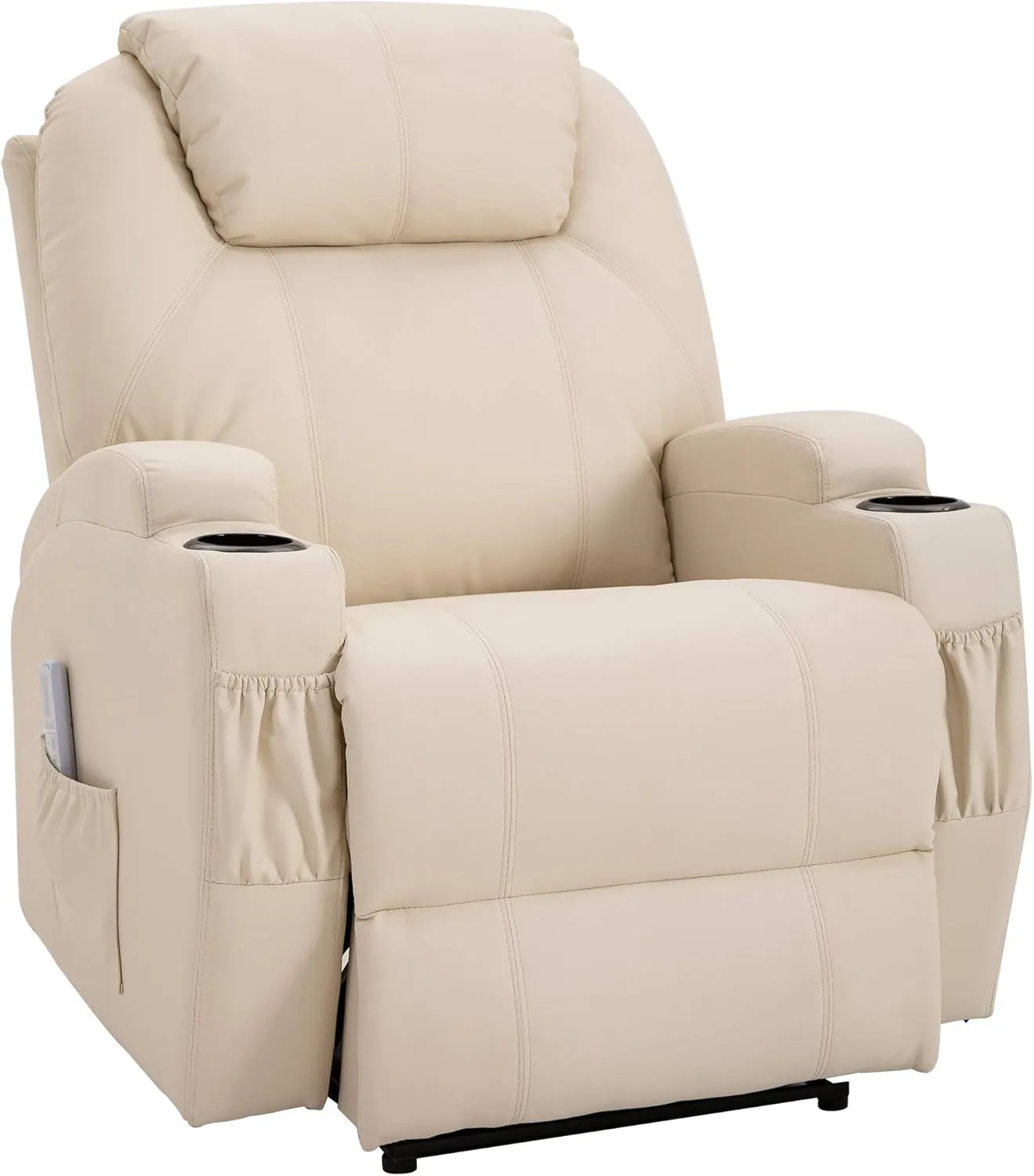 Bild von HOMCOM elektrischer Massagesessel in Beige mit Liegefunktion und Massagefunktion, Maße 82 x 97 x 110 cm