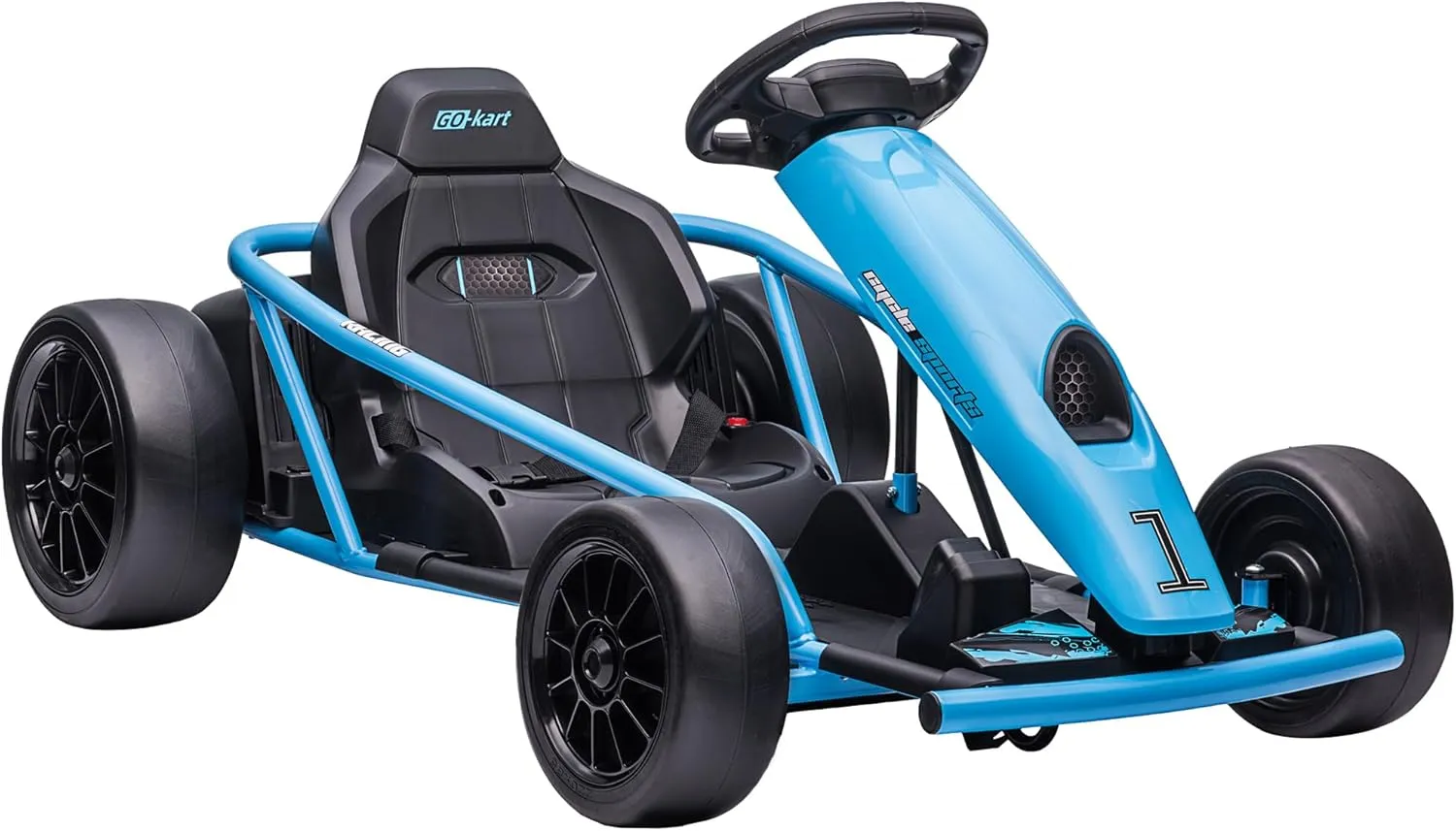 Bild von HOMCOM Elektro Gokart für Kinder mit 12 Volt, Geschwindigkeiten bis 13 km/h, Musik, Hupe und Sicherheitsgurt, geeignet für 8 bis 12 Jahre, in Blau