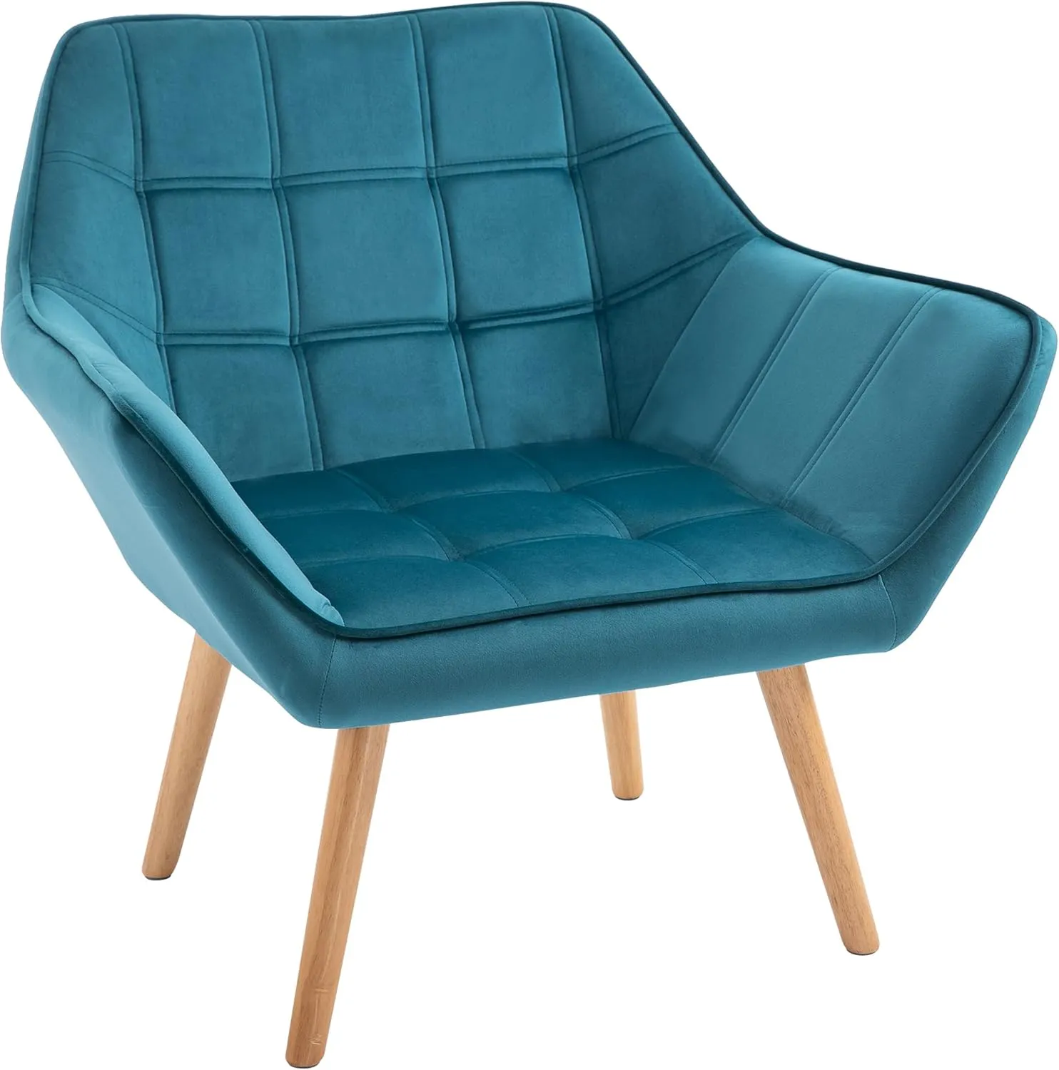 Bild von HOMCOM Ohrensessel in Hellblau mit erhöhten Beinen und Samtbezug, Maße 67 x 61,5 x 71 cm