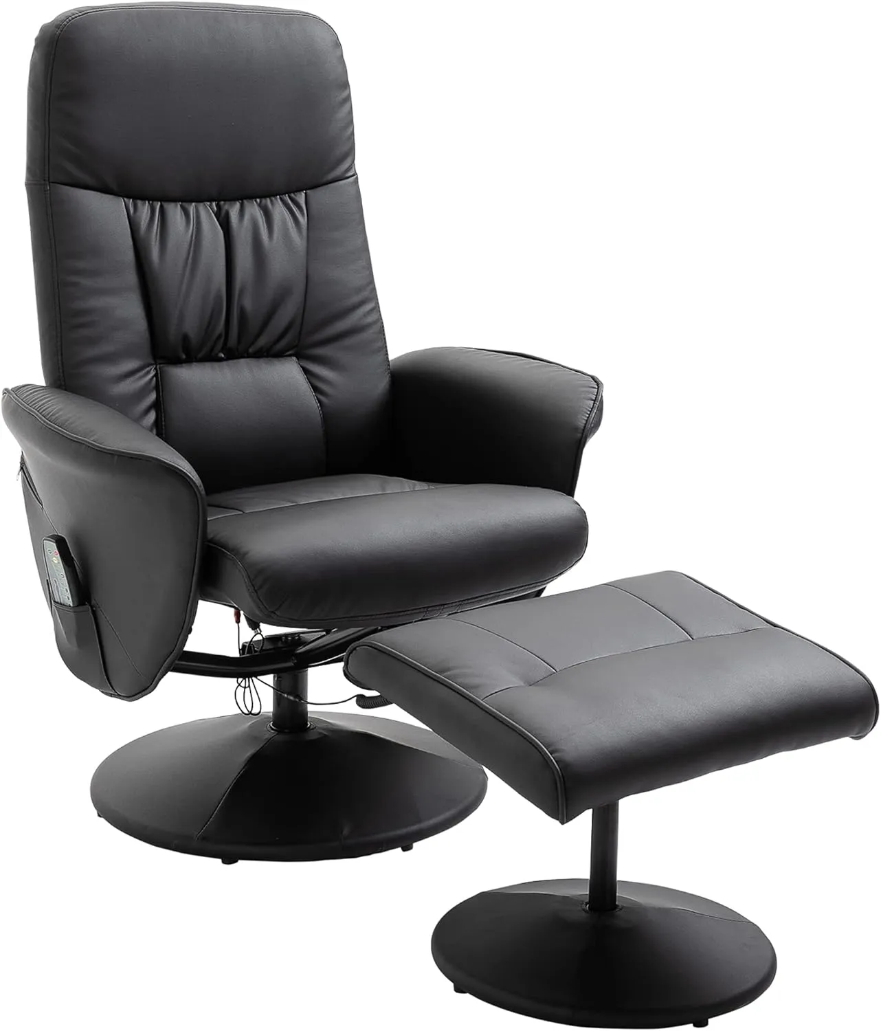 Bild von HOMCOM Relaxsessel mit Fußhocker und Liegefunktion in Schwarz, ergonomisch mit 10 Vibrationspunkten und Stauraum, Maße 76 x 81 x 105 cm