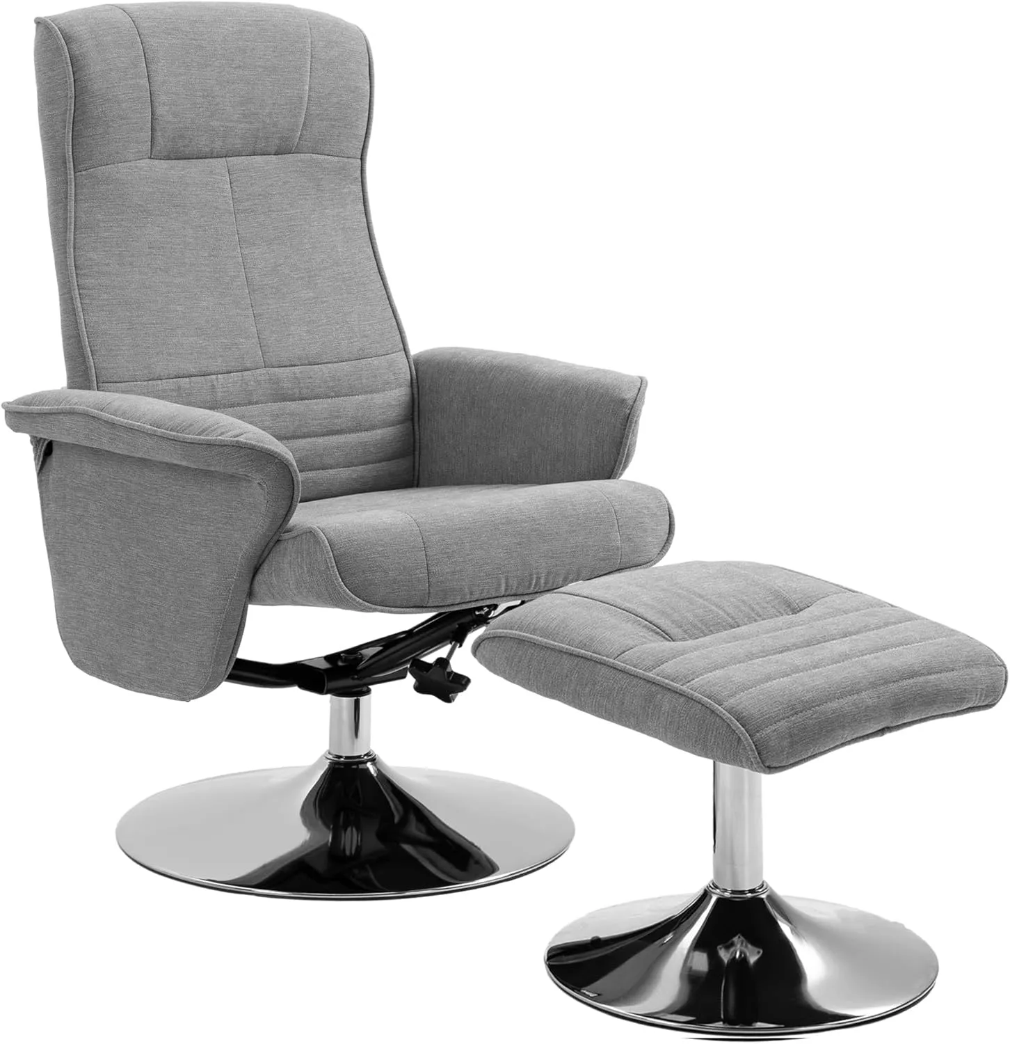 Bild von HOMCOM Relaxsessel mit Hocker in Grau, drehbar und mit Liegefunktion, belastbar bis 150 kg