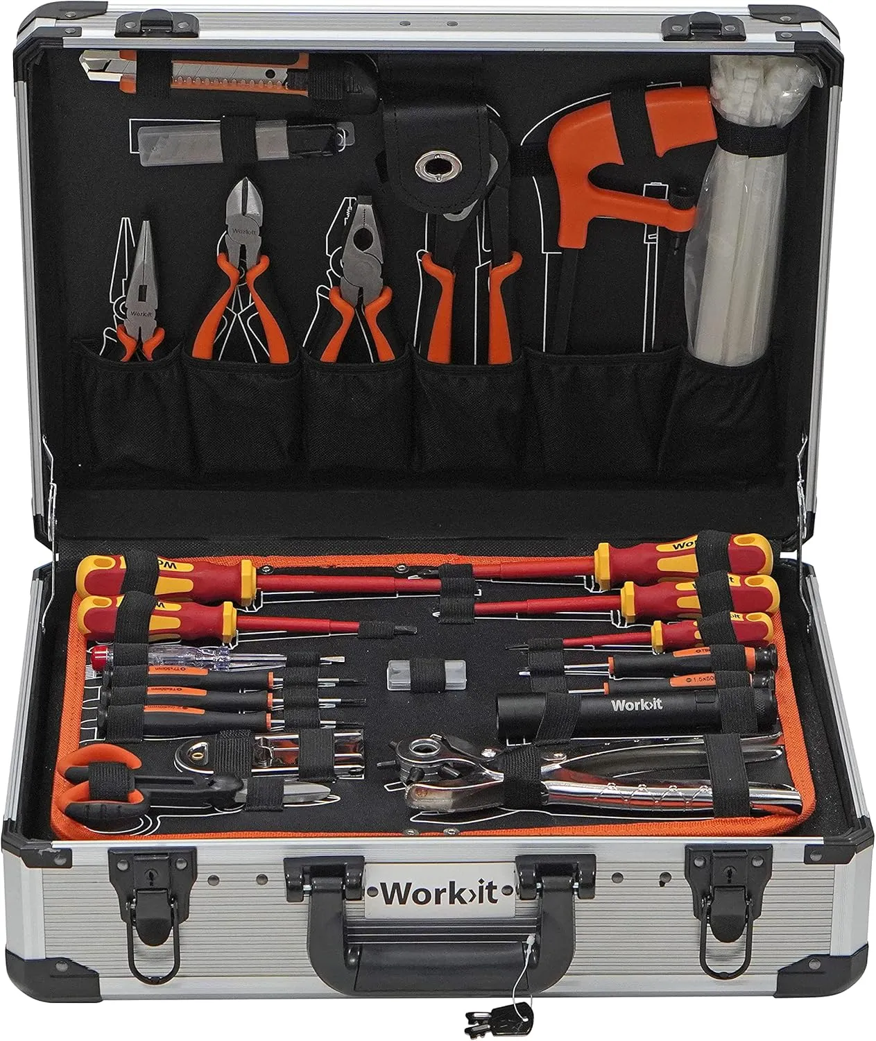 Bild von HOME It Werkzeugkoffer mit 247 Teilen und Aluminiumkoffer für Heimwerker