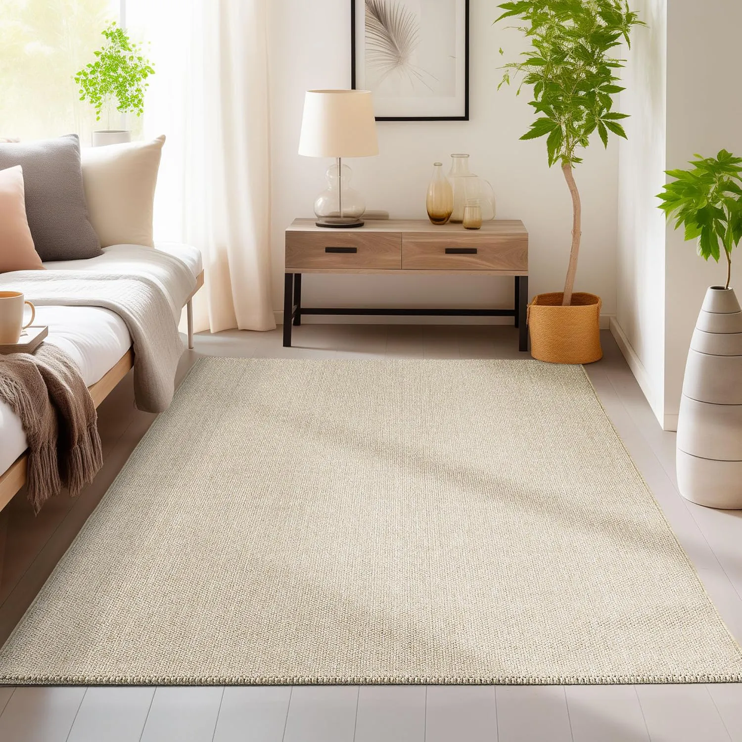 Bild von HomebyHome Teppich in Beige mit 200 x 290 cm, langlebig und robust, ideal für Wohnzimmer und Schlafzimmer