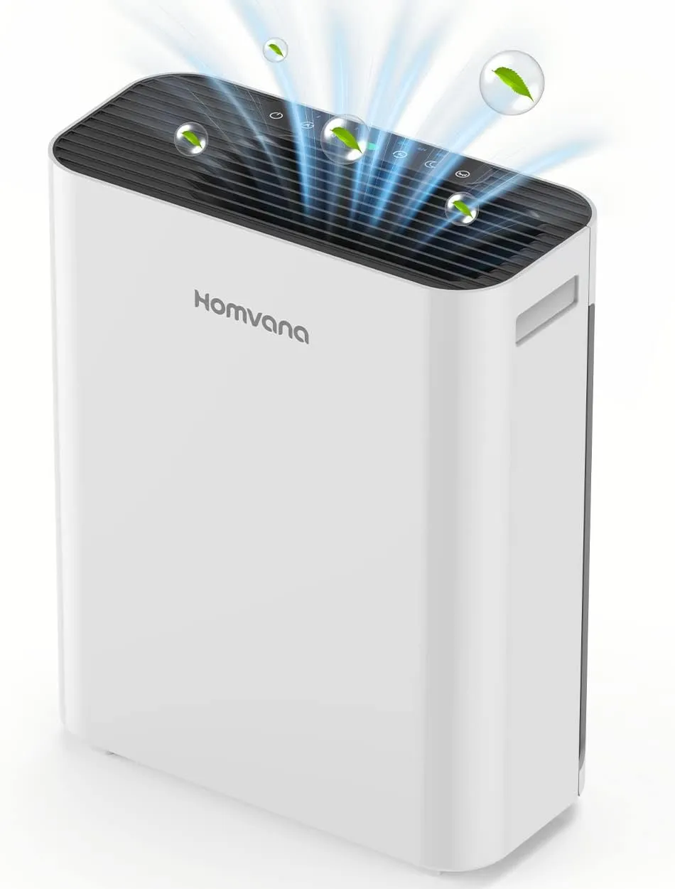Bild von Homvana Luftreiniger für Allergiker mit H13 HEPA Filter, 240 m³/h, Automodus und Luftqualitätsanzeige