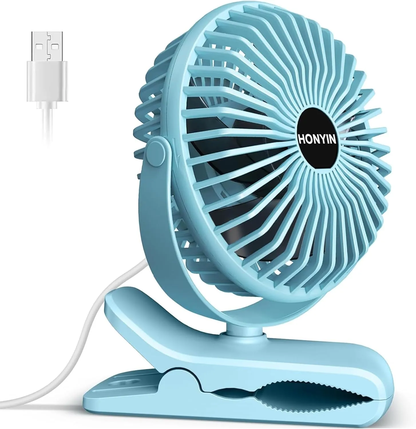 Bild von HONYIN Mini Ventilator mit Clip und 720 Grad Drehung, 3 Geschwindigkeitsstufen, ideal für Büro und Schlafzimmer