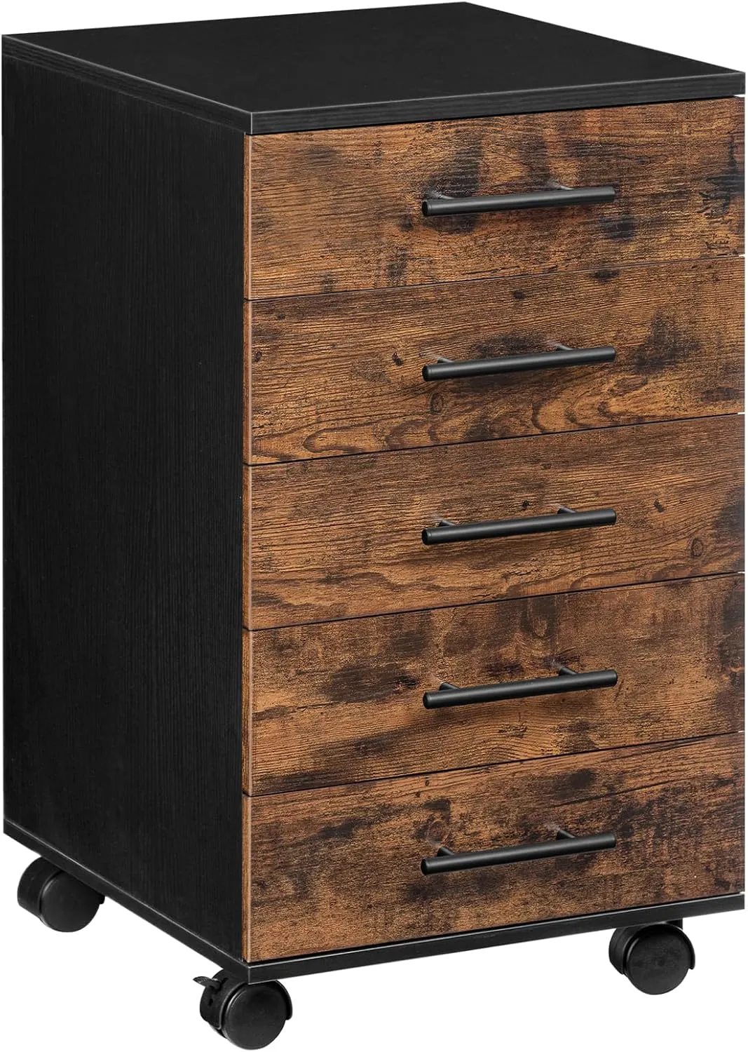 Bild von HOOBRO Aktenschrank EBF05WJ01G1 mit 5 Schubladen im industriellen Stil in dunkelbraun und schwarz