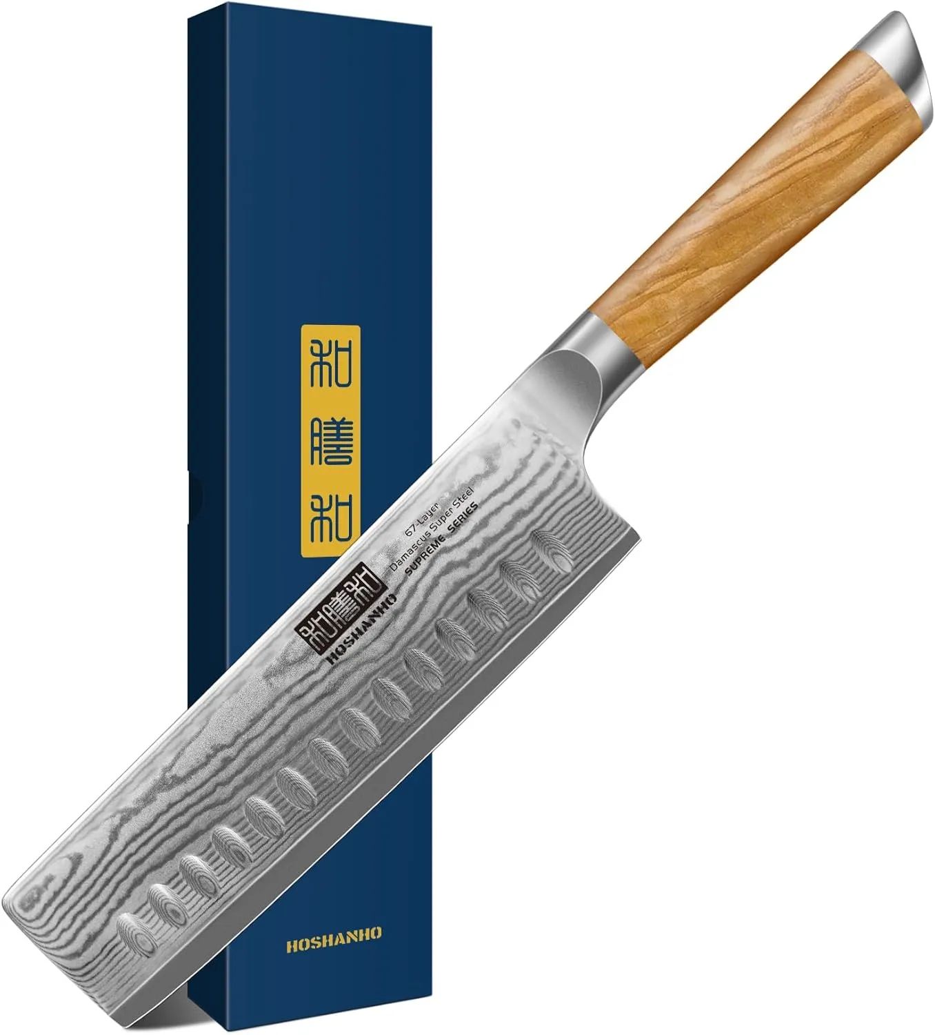Bild von HOSHANHO 16,5 cm Damast Nakiri Kochmesser aus 67 Schichten Edelstahl mit ergonomischem Griff