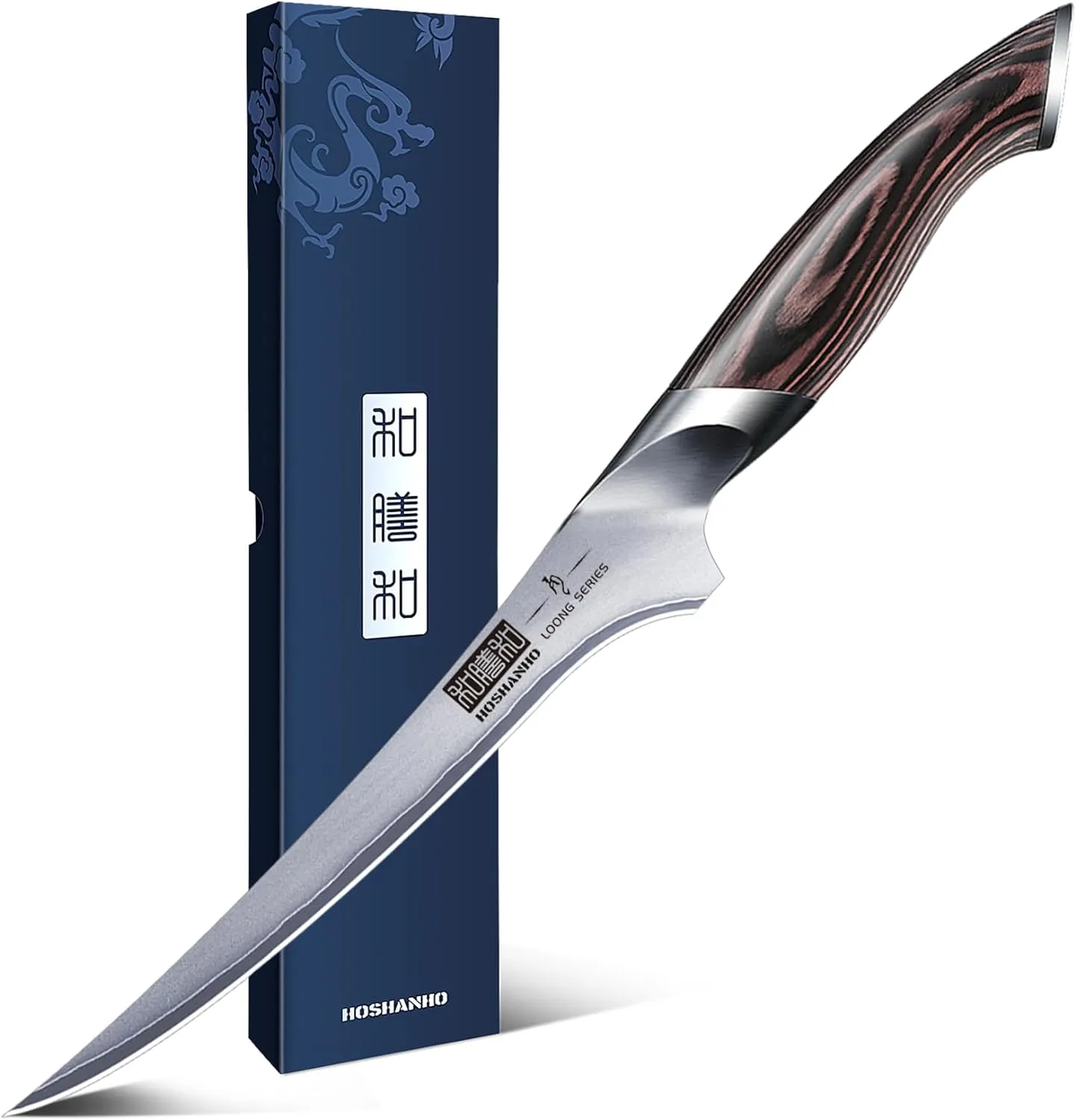 Bild von HOSHANHO Filetiermesser 18 cm mit ergonomischem Pakkaholz-Griff für Profis