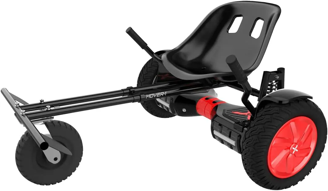 Bild von Hover-1 Beast Buggy-Befestigung für 25,4 cm Hoverboards mit handbedienbarer Hinterradsteuerung und verstellbarem Rahmen in Schwarz