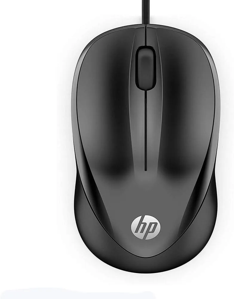 Bild von HP Maus 1000 kabelgebunden mit 1200 DPI und USB-Anschluss für Rechts- und Linkshänder in Schwarz