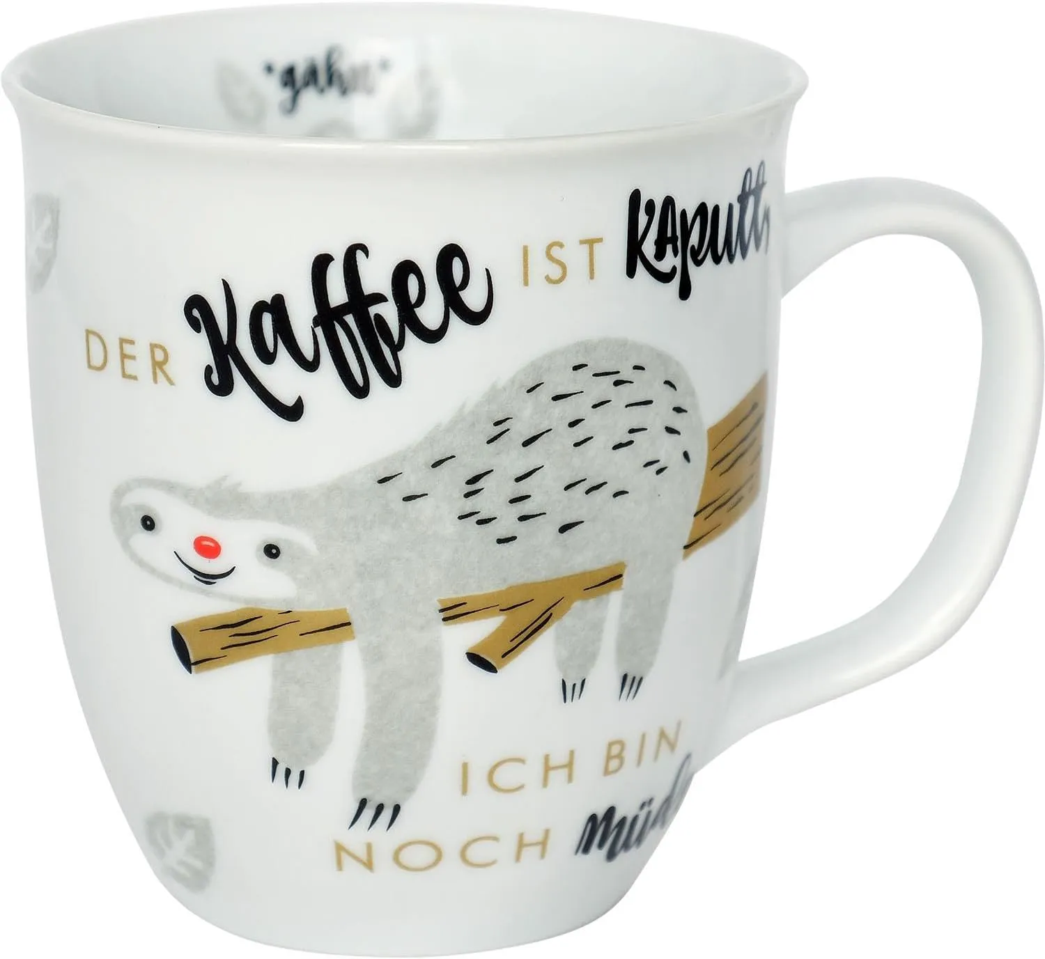 Bild von H:)PPY life 45180 Tasse mit Faultiermotiv aus Porzellan, 40 cl, ideal als Geschenk