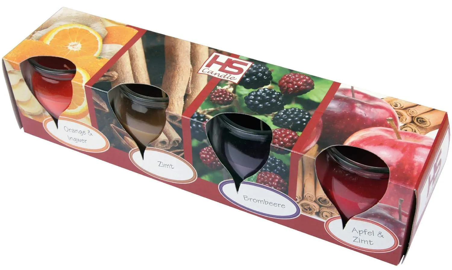 Bild von HS Candle 4er Pack Duftkerzen im Glas mit angenehmem Winter Spice Duft und langer Brenndauer