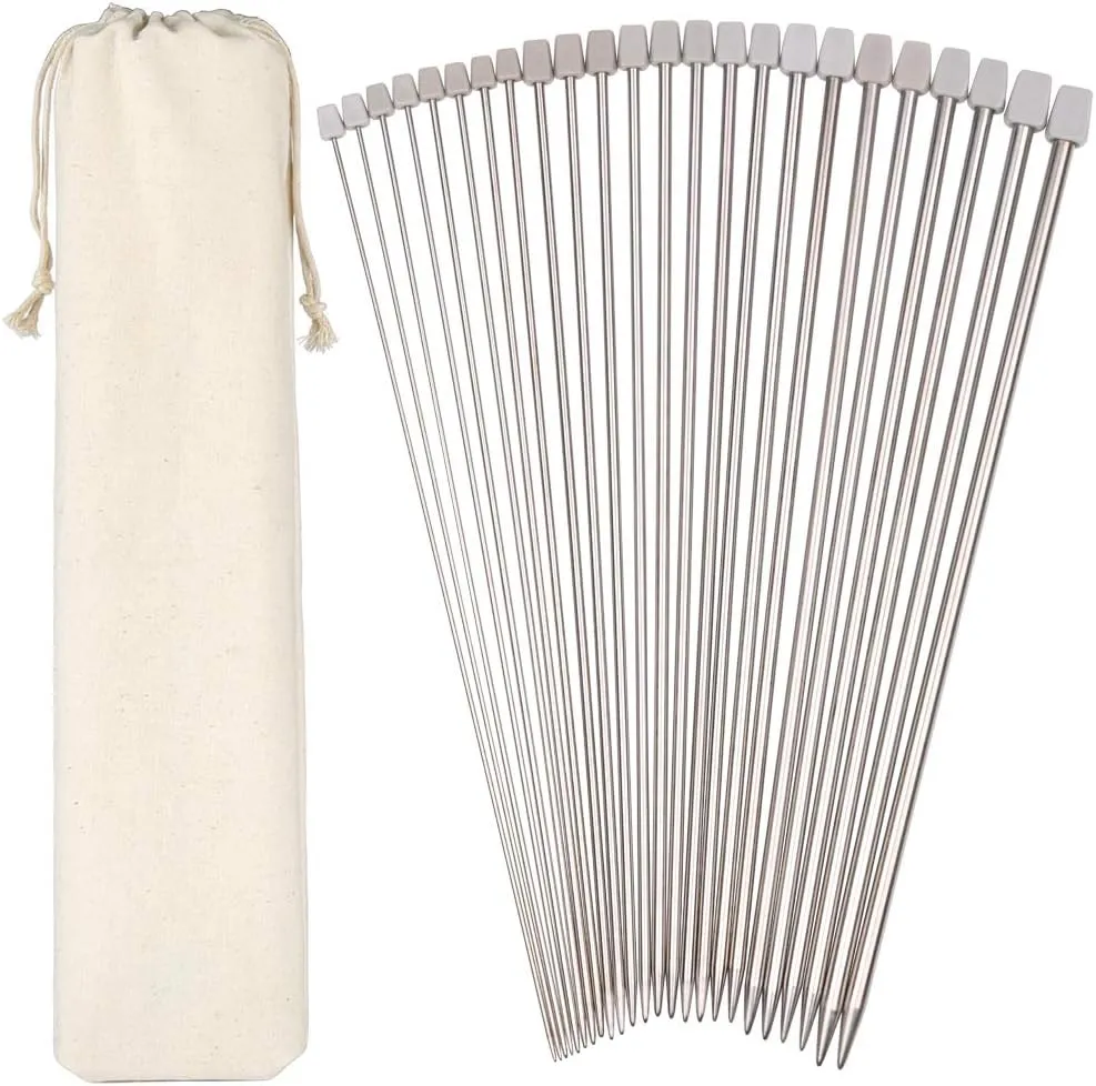 Bild von H&S Stricknadeln Set mit 11 Paar und Aufbewahrungstasche, rutschfester Griff und verschiedenen Größen