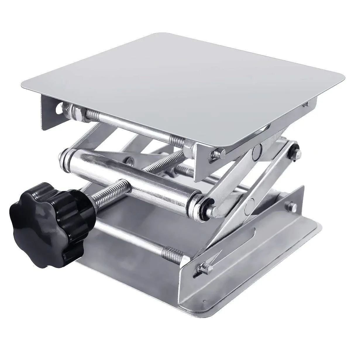 Bild von Hubtisch aus Edelstahl mit manueller Steuerung und einer Plattform von 100x100 mm