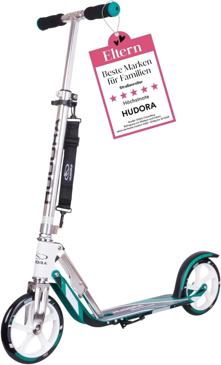 Bild von HUDORA BigWheel 205 Scooter aus Aluminium, höhenverstellbar und zusammenklappbar, für Kinder und Erwachsene bis 100 kg