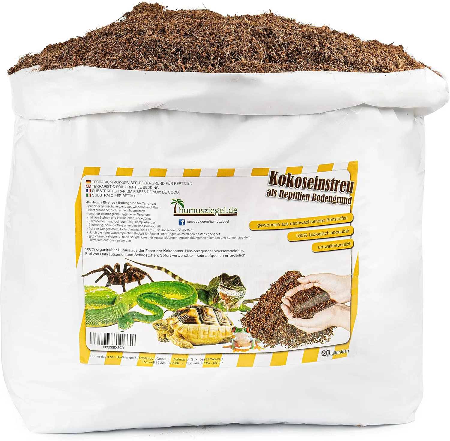 Bild von Humusziegel 20L Sack mit losem Kokossubstrat für Terrarien und Reptilien