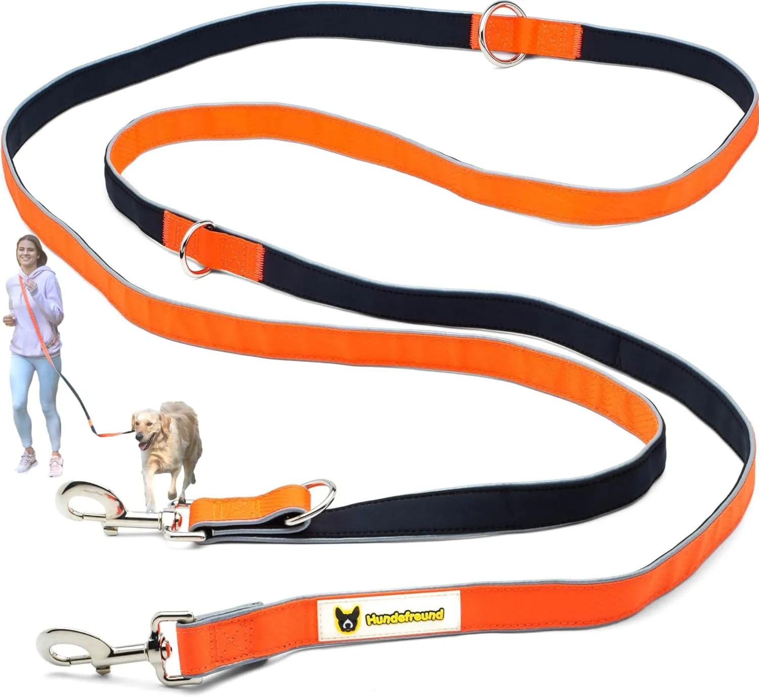 Bild von Hundefreund 6-in-1 Multifunktionsleine für mittlere und große Hunde mit 3 Ringen und reflektierenden Elementen