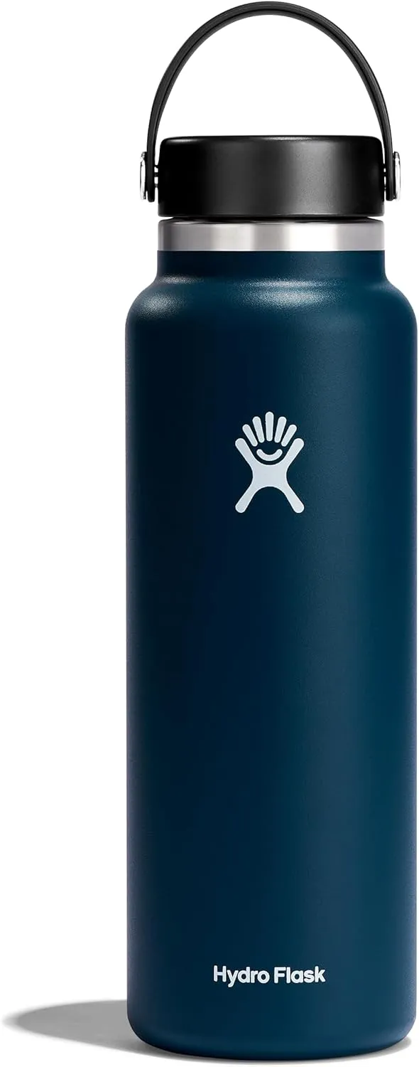 Bild von Hydro Flask Trinkflasche mit 1180 ml aus Edelstahl, isoliert, mit auslaufsicherem Flex Cap und Gurt in Indigo