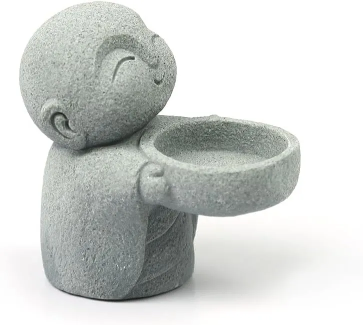 Bild von HYFAN Buddha Statue aus Sandstein im Blaustein-Design als Kerzenhalter und Feng Shui Dekoration für Glück und Reichtum