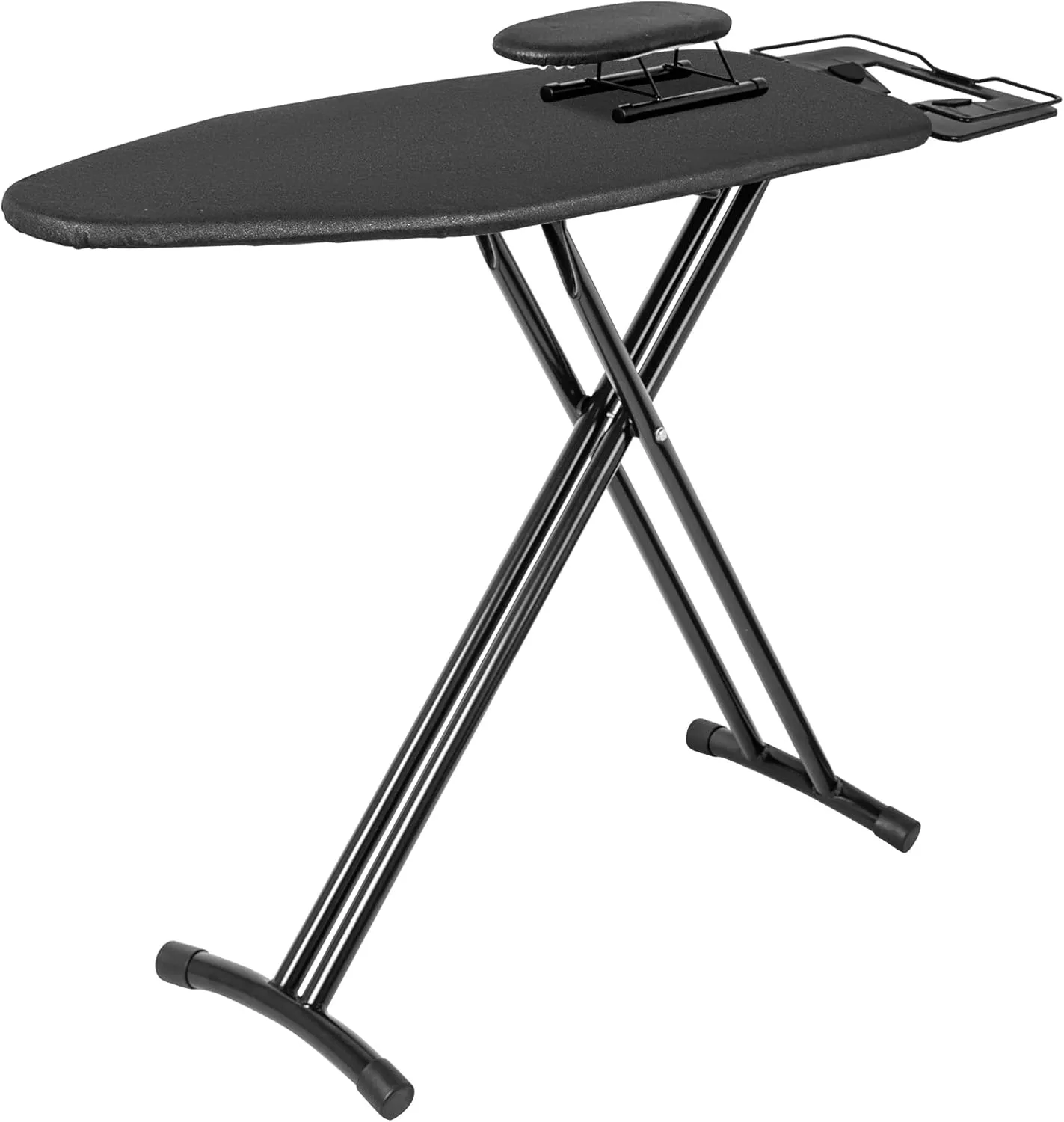 Bild von IBVIVIC Comfortboard Bügelbrett mit 122 x 38 cm Bügelfläche, höhenverstellbar und klappbar, geeignet für Dampfbügelstationen in Schwarz