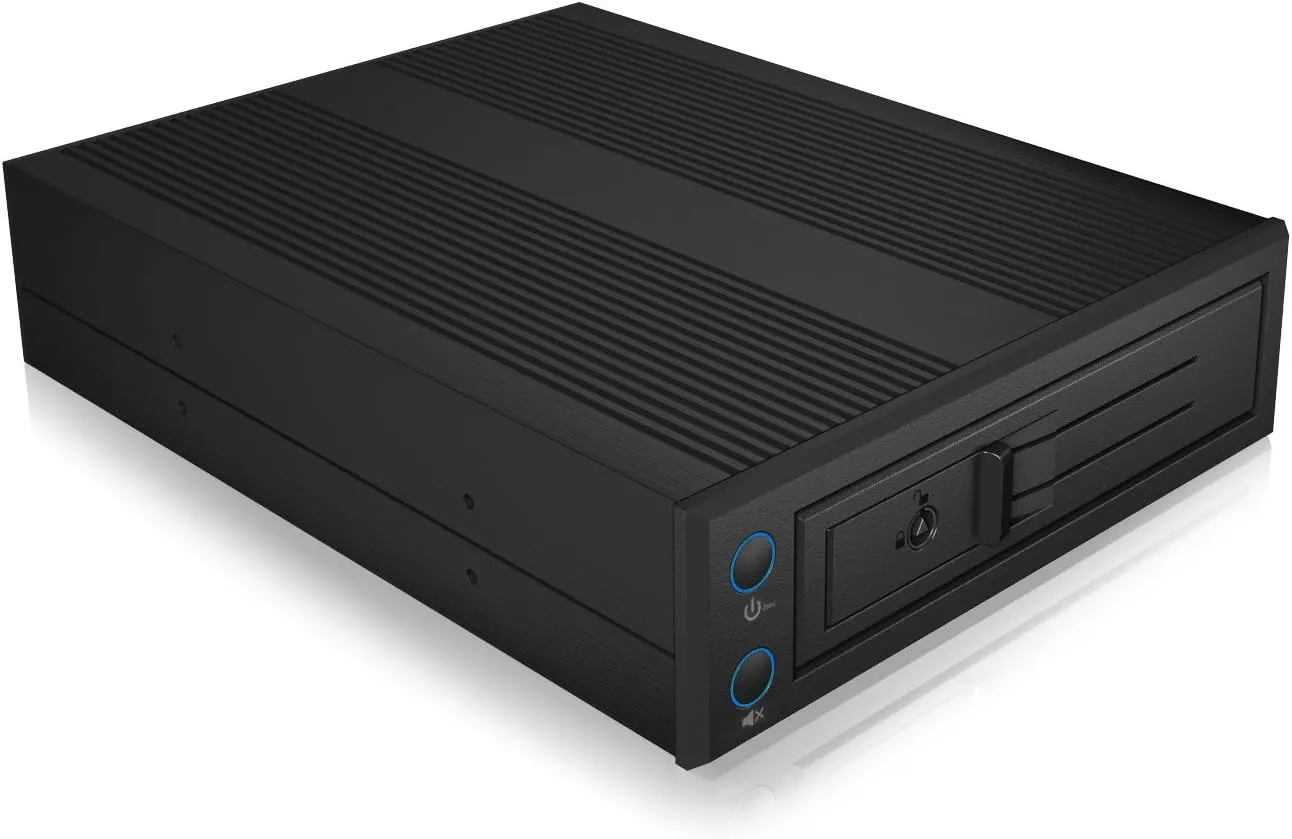 Bild von ICY BOX EasySwap Festplattenwechselrahmen für eine 3,5 Zoll HDD in einen 5,25 Zoll Einbauschacht mit Lüfter und SATA III in Schwarz