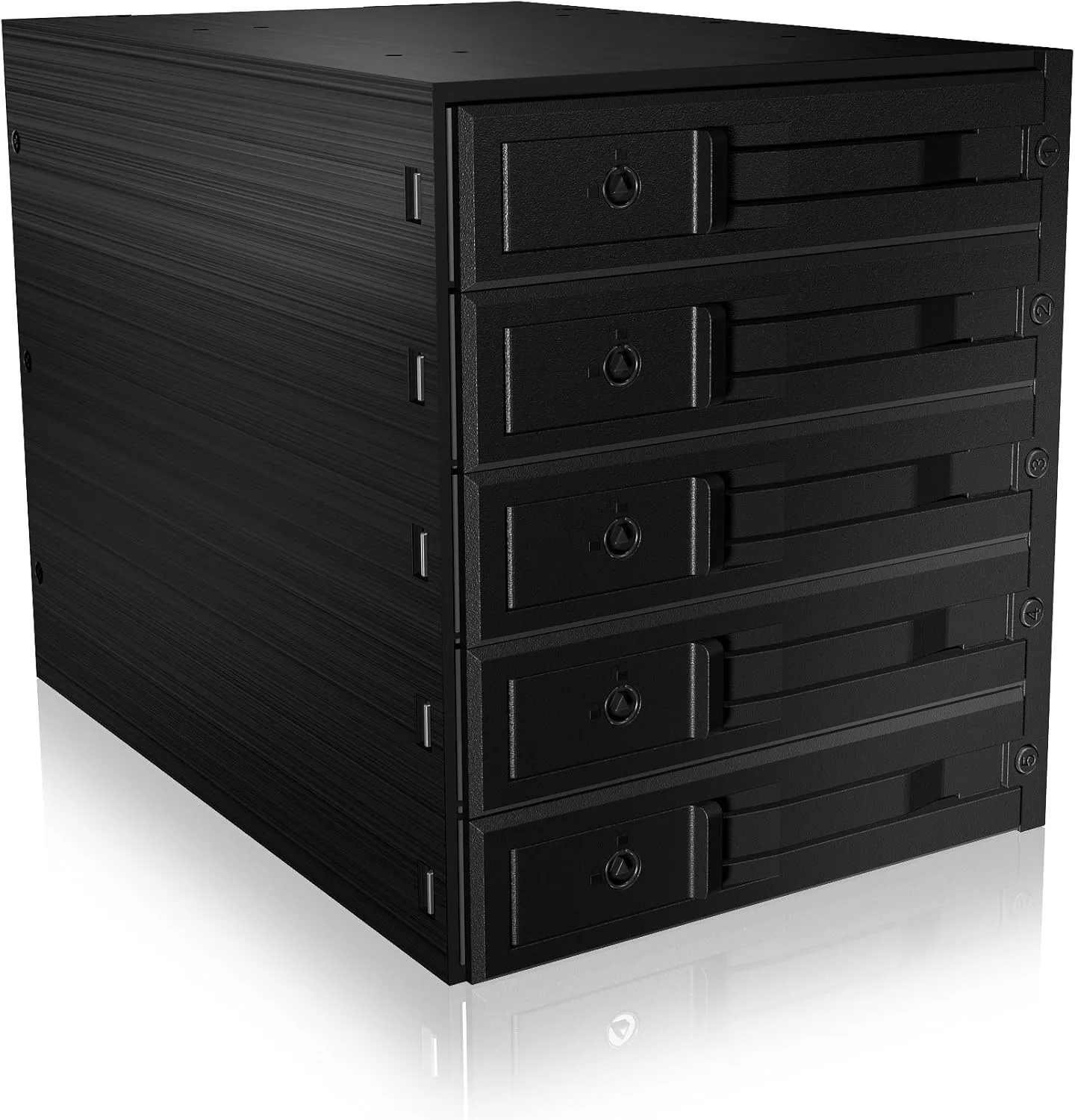 Bild von ICY BOX IB-565SSK Wechselrahmen für bis zu 5 Festplatten im 3,5 Zoll Format, geeignet für 3x 5,25 Zoll Schacht, mit SATA-Anschluss und Lüfter aus Metall