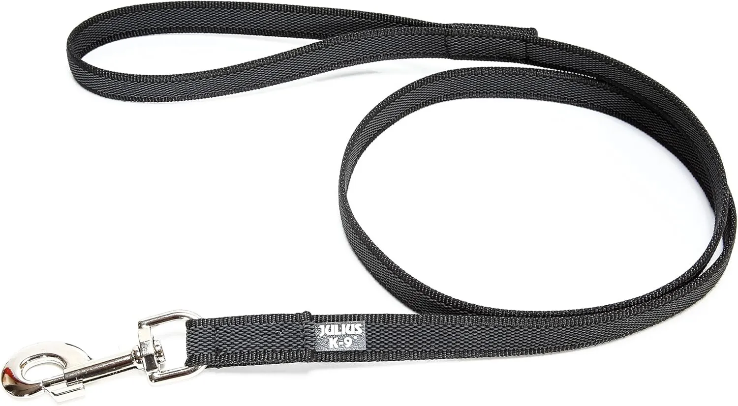 Bild von IDC gummierte Leine in Schwarz-Grau, 20 mm breit und 2 m lang mit Schlaufe und D-Ring