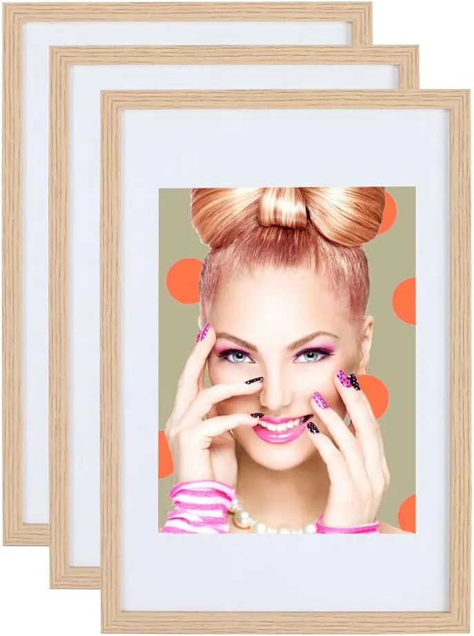 Bild von IDEAL TREND 3er Set Holz Bilderrahmen in Eiche für A4 Fotos