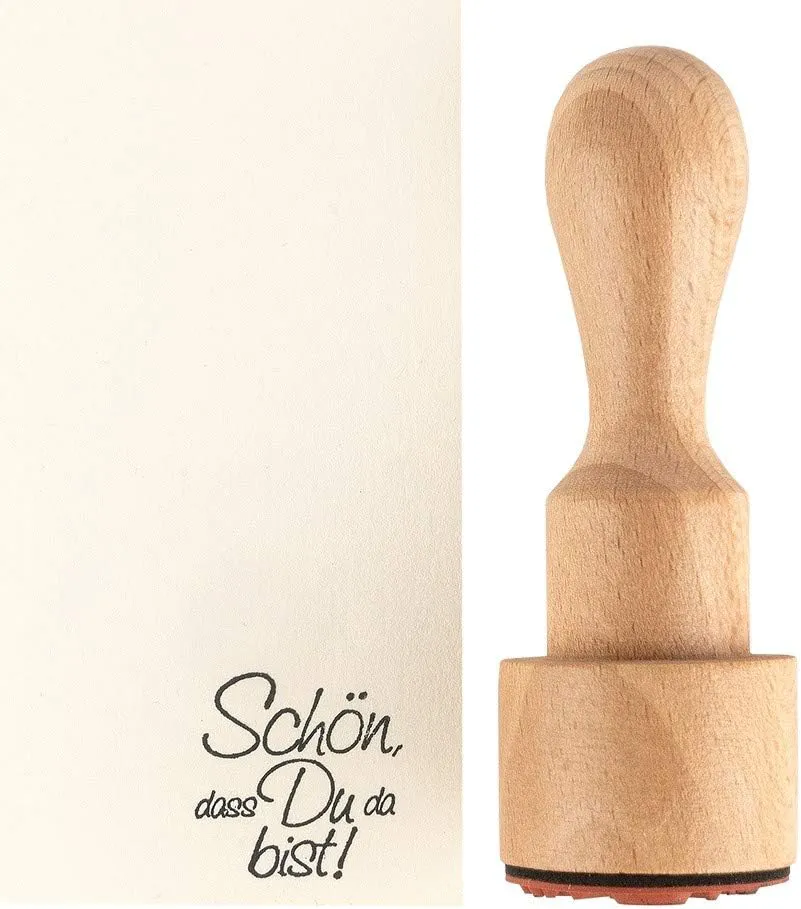 Bild von Ideen mit Herz Holzstempel mit Griff, Durchmesser 3 cm, Höhe 8,5 cm, verschiedene Sprüche erhältlich