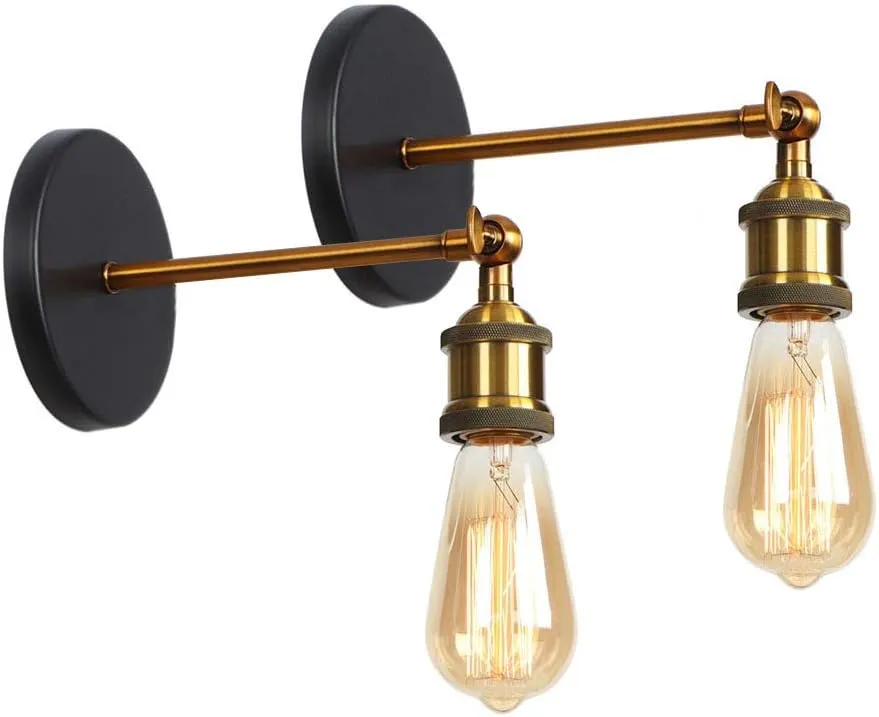 Bild von iDEGU 2er Set verstellbare Wandleuchten aus Metall in Messing für Wohnzimmer, Küche, Flur, Schlafzimmer, Café und Bar