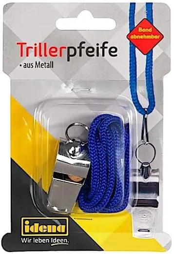 Bild von Idena 40187 Metalltrillerpfeife mit blauem Umhängeband, ideal für Sport und Freizeit