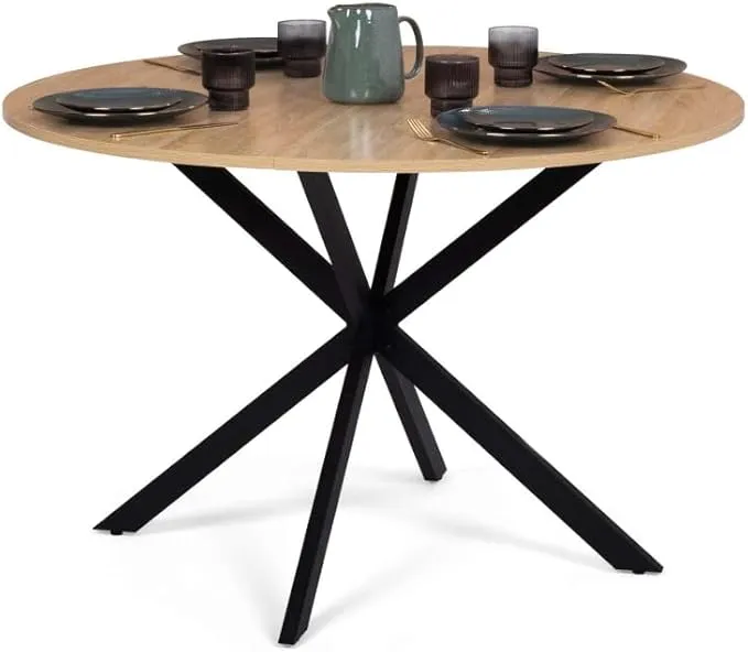 Bild von IDMarket Alix runder Esstisch für 4-6 Personen mit Spinnenfuß aus Holz und Schwarz, Durchmesser 110 cm