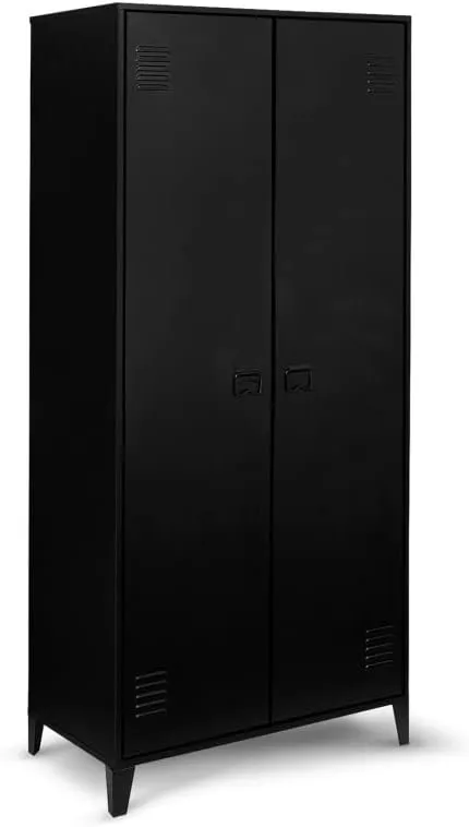 Bild von IDMarket Kleiderschrank Ester mit 2 Türen im schwarzen Industriedesign