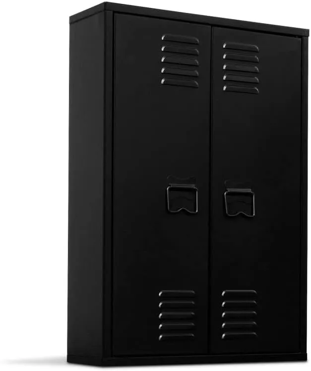 Bild von IDMarket Wandschrank Ester mit 2 Türen aus Metall im Industriedesign in Schwarz