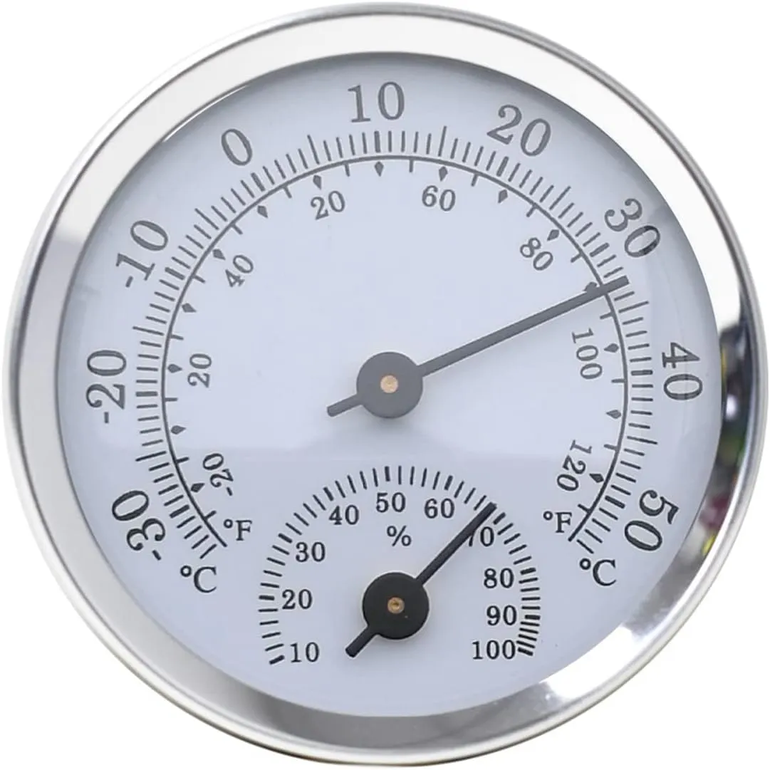 Bild von IKadiya analoges Thermo-Hygrometer zur Raumklimakontrolle in Silber