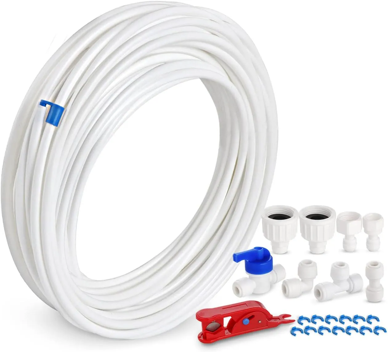 Bild von ilauke 15 Meter Wasserzulaufleitung Universal Anschluss-Set für Side by Side Kühlschränke mit 6,35 mm Schlauch