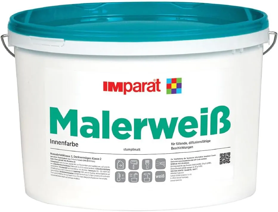 Bild von IMparat Malerweiß Wandfarbe mit hoher Deckkraft in 2,5 Litern