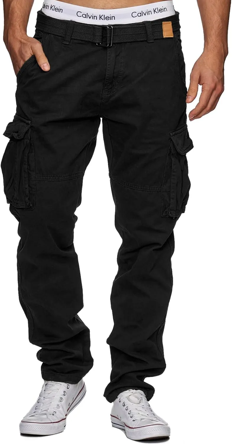 Bild von Indicode William Cargohose für Herren aus Baumwolle mit 7 Taschen und Gürtel
