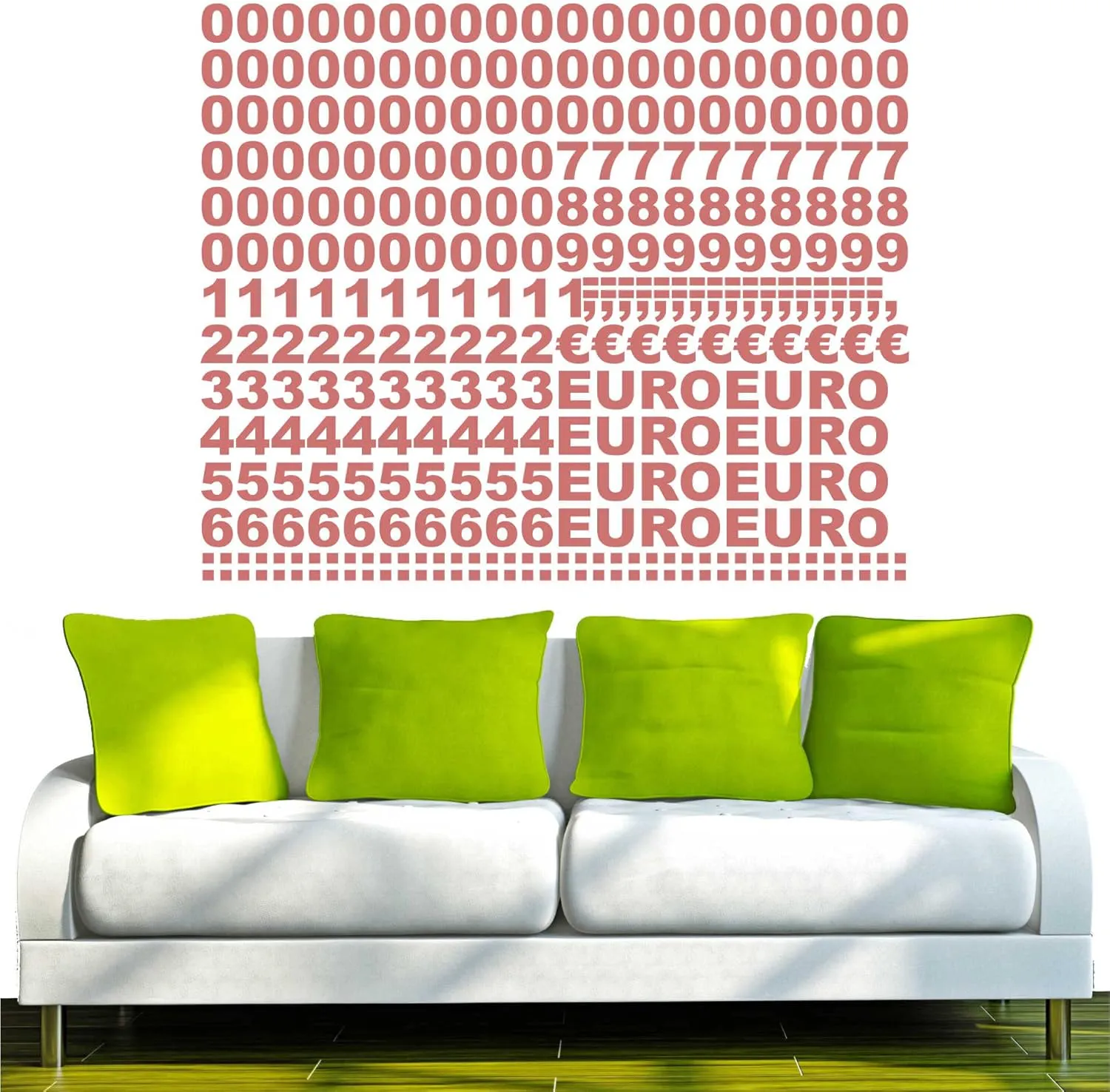 Bild von INDIGOS UG Aufkleber mit Euro Verkehrszahlen in Haselnussbraun, 120x97 cm, geeignet für Fenster und Wände, ideal für Kinderzimmer und Wohnzimmer