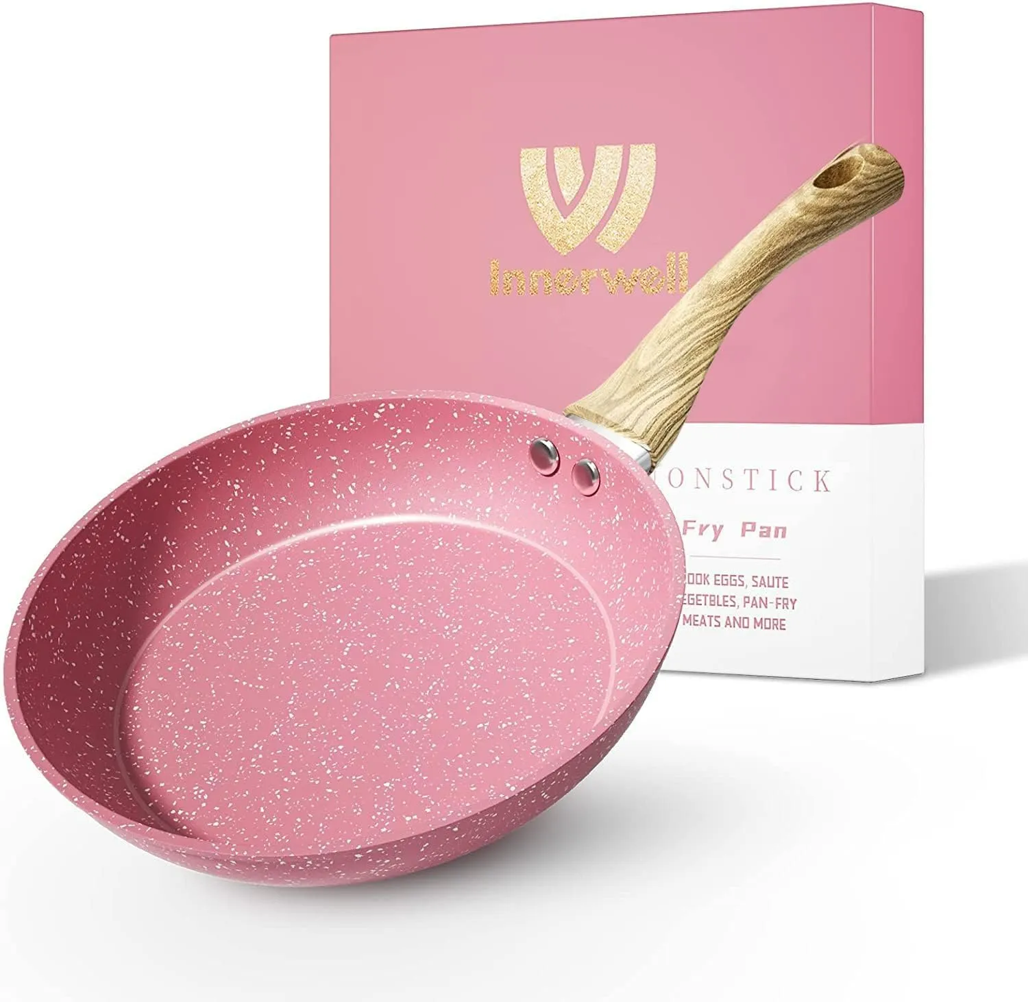Bild von Innerwell Antihaft Bratpfanne 20 cm in Rosa mit Granitbeschichtung und induktionsgeeignetem, kratzfestem Aluminium